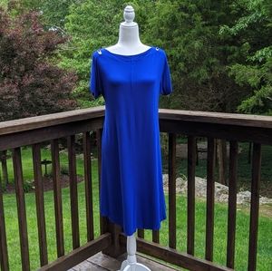 Cable and gauge royal blue cold shoulder cut dress